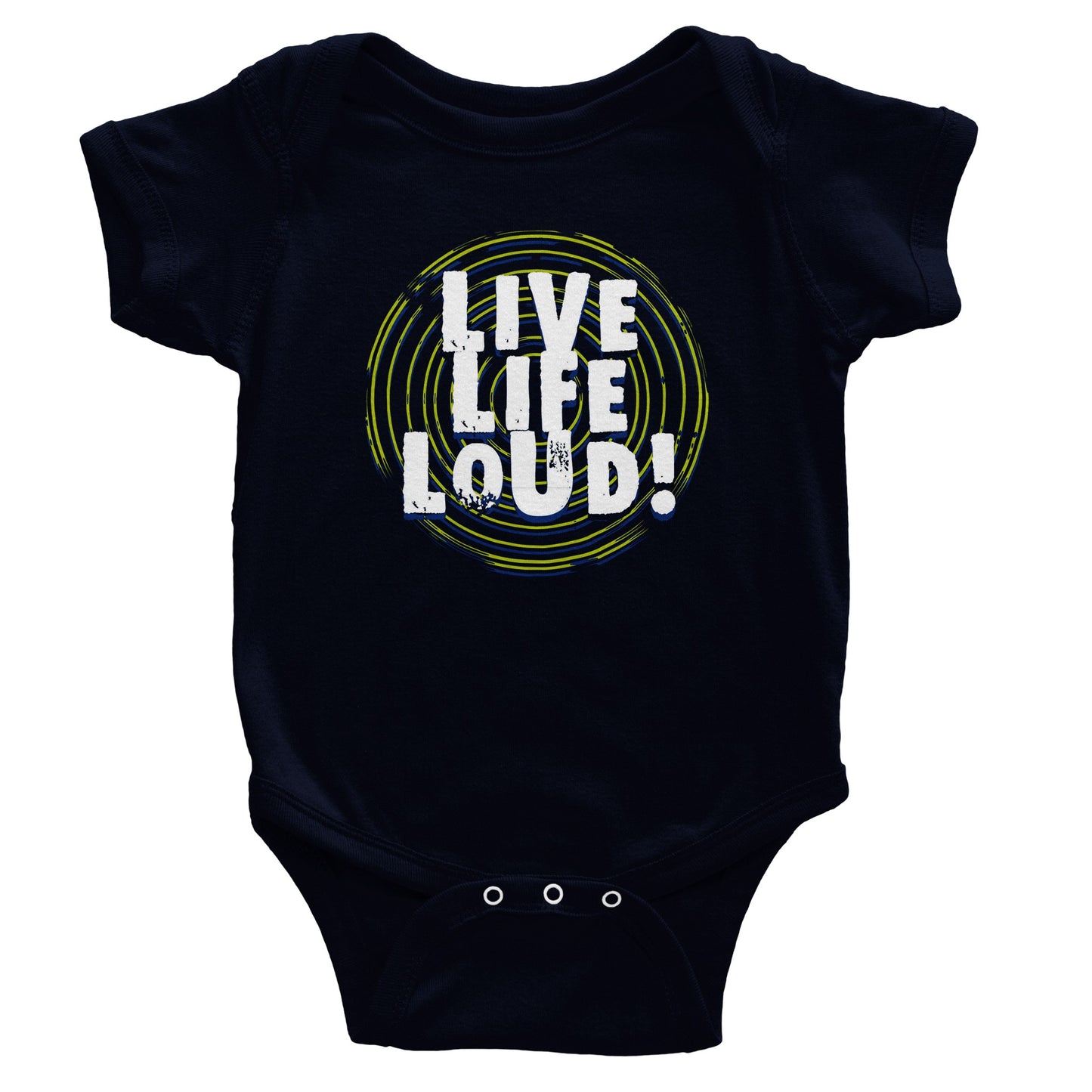 Live Life Loud Green Classic Baby Short Sleeve Bodysuit
