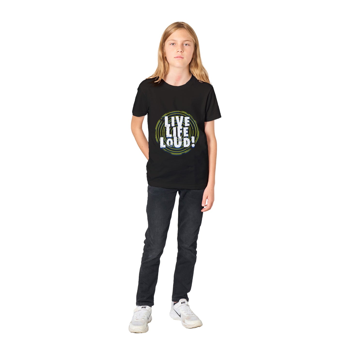 Live Life Loud Green Premium Kids Crewneck T-shirt